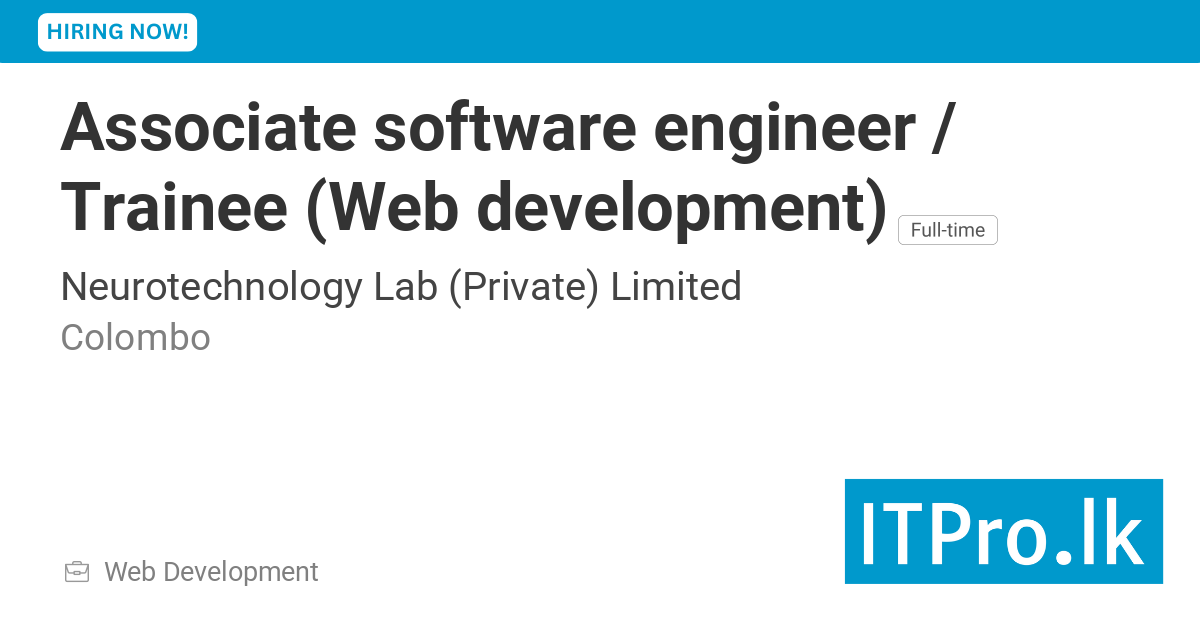 Software Engineer Trainee Associate software engineer / Trainee (Web development) at ...