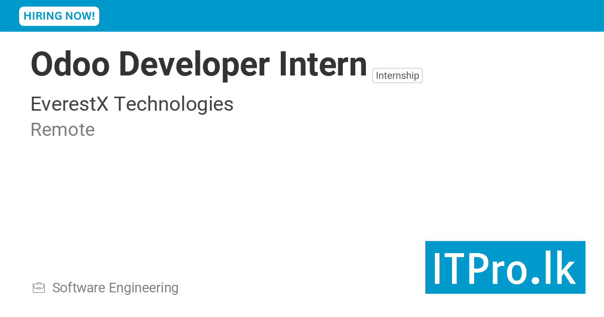 Odoo Developer Intern at EverestX Technologies - Remote, Sri Lanka ...