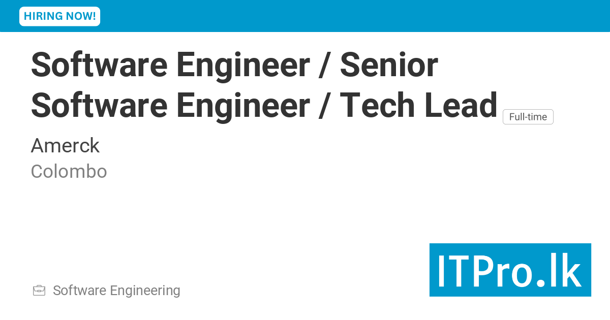 Software Engineer / Senior Software Engineer / Tech Lead at Amerck ...
