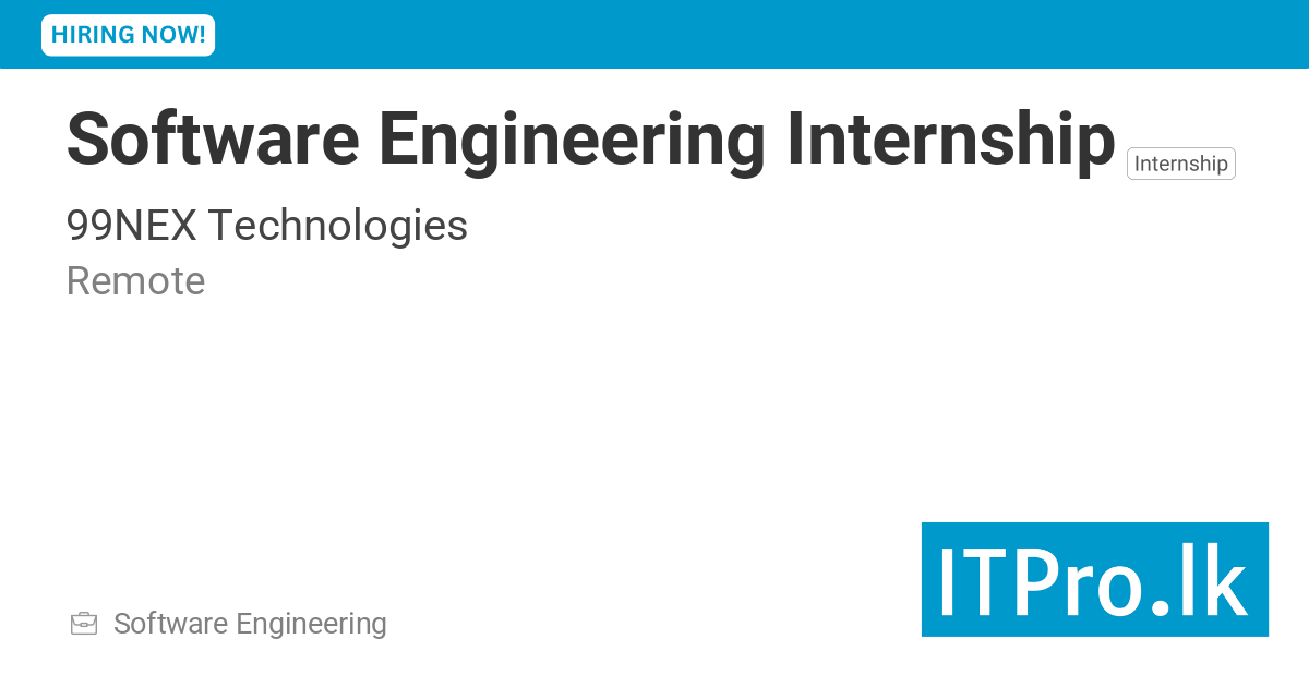 Software Engineering Internship at 99NEX Technologies - Remote, Sri ...