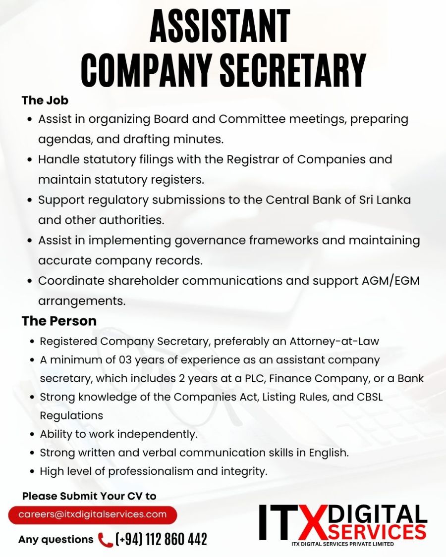 Assistant Company Secretary - ITPro.lk