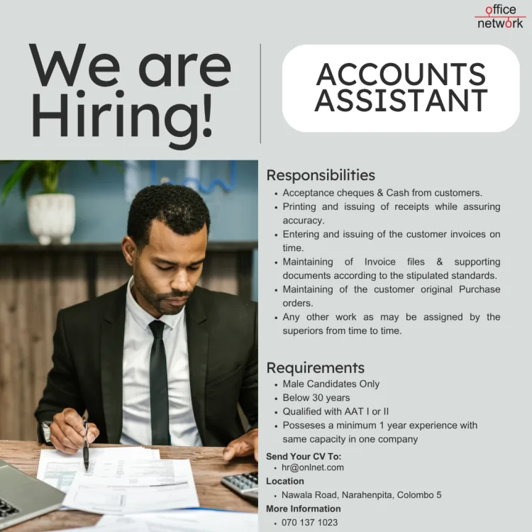 Job poster for Accounts Assistant Cum Cashier