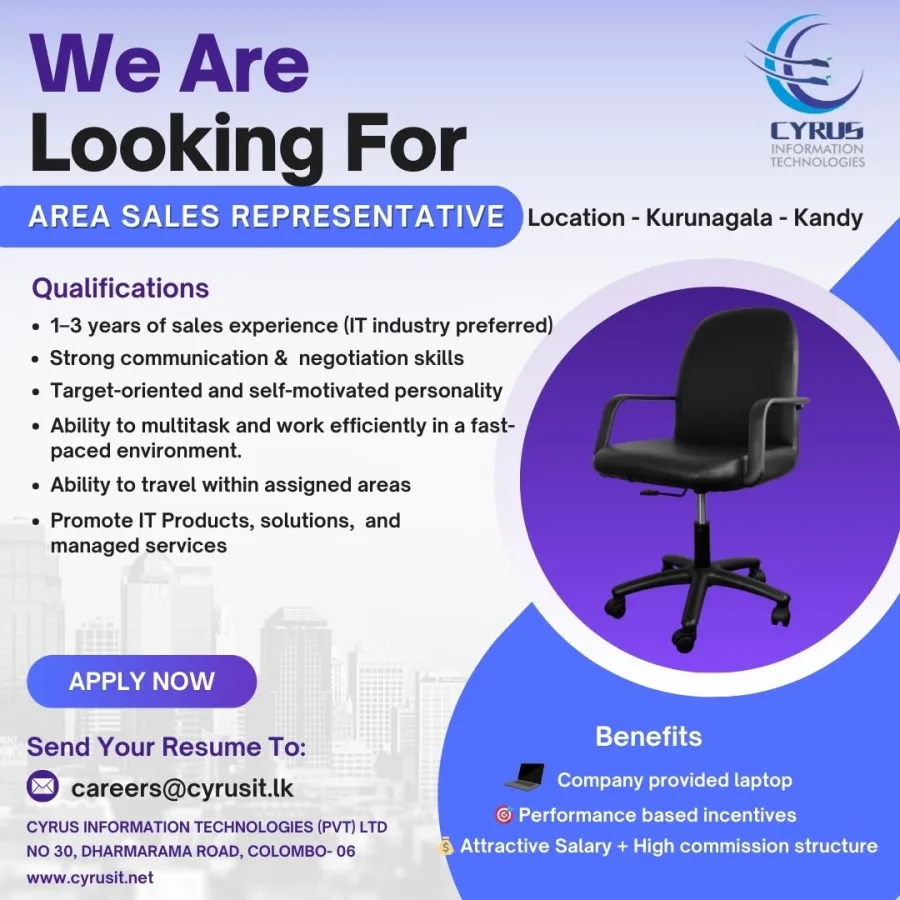 Job poster for Area Sales Representative