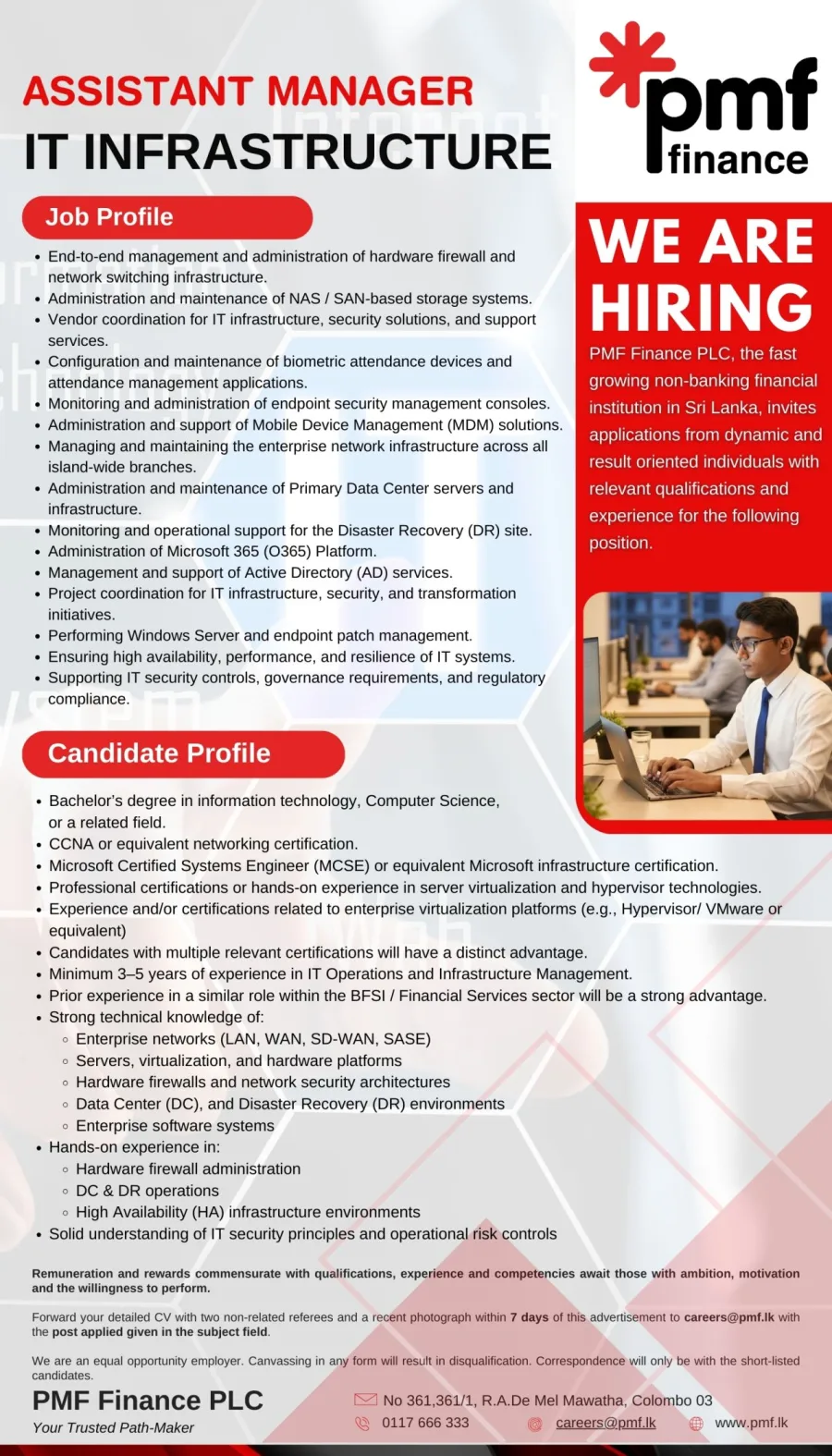 Job poster for Assistant Manager - IT Infrastructure
