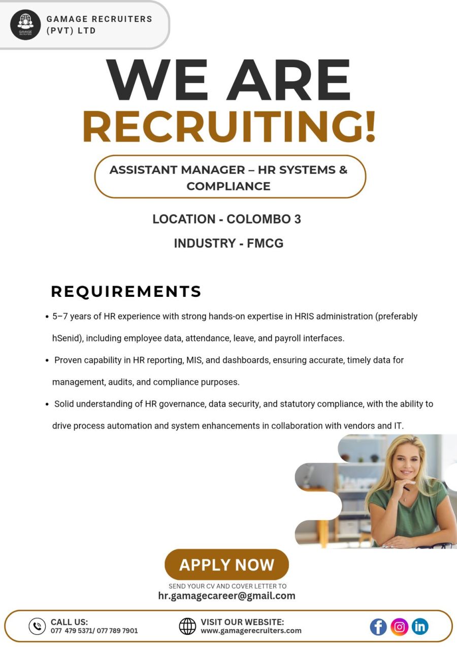 Assistant Manager HR Systems & Compliance - ITPro.lk