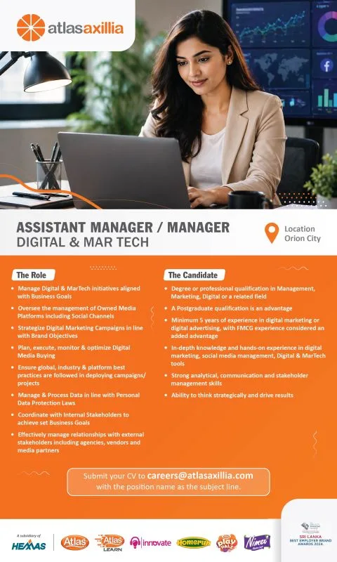 Job poster for Assistant Manager / Manager - Digital & MarTech