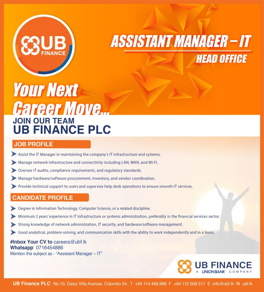 Job poster for Assistant Manager – IT