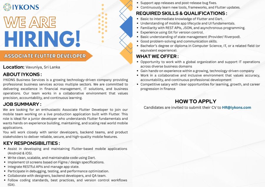 Associate Flutter Developer - ITPro.lk