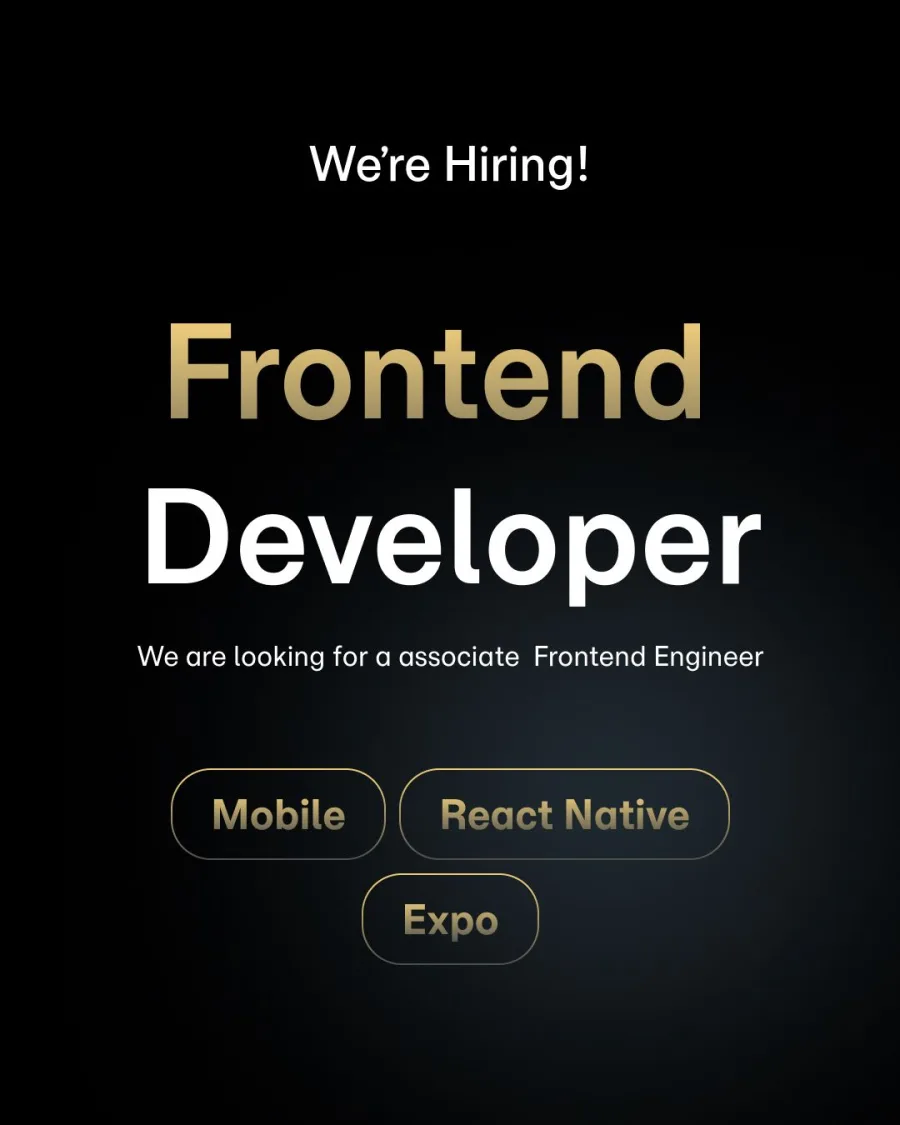 Job poster for Associate Frontend Engineer (Mobile, React Native + Expo)
