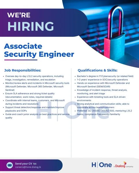 Job poster for Associate Security Engineer