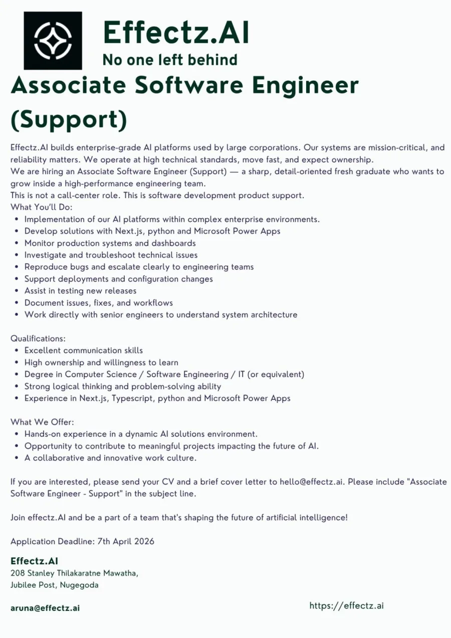 Job poster for Associate Software Engineer - Support