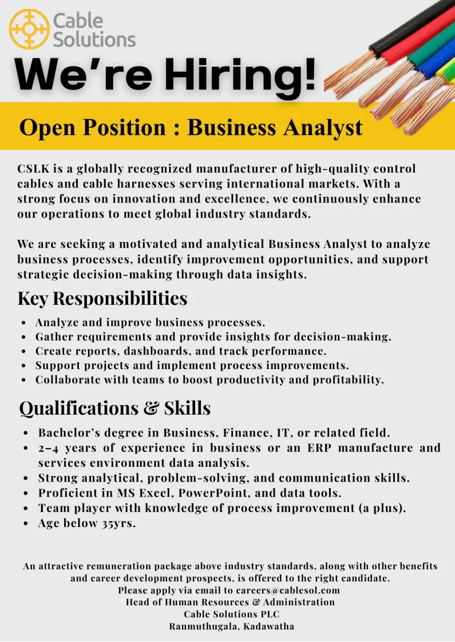Job poster for Business Analyst