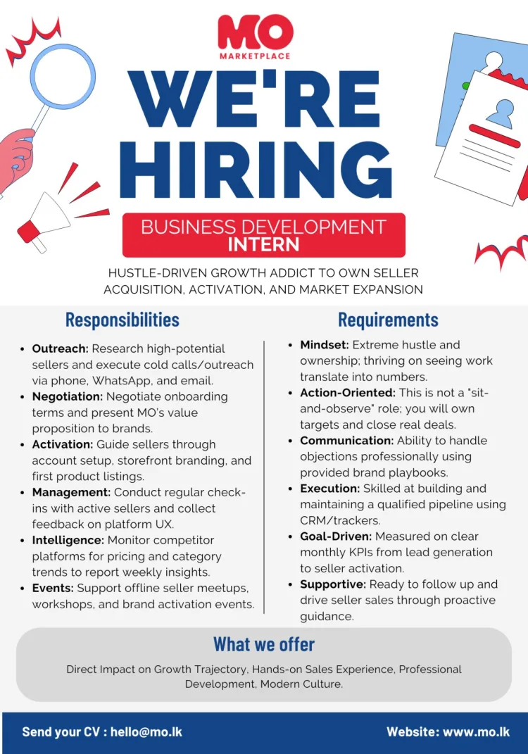 Job poster for Business Development Intern