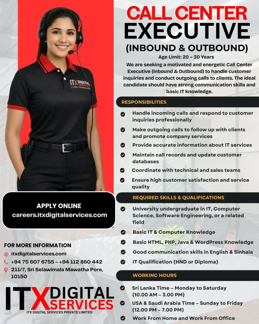 Call Center Executive (Inbound & Outbound) - ITPro.lk