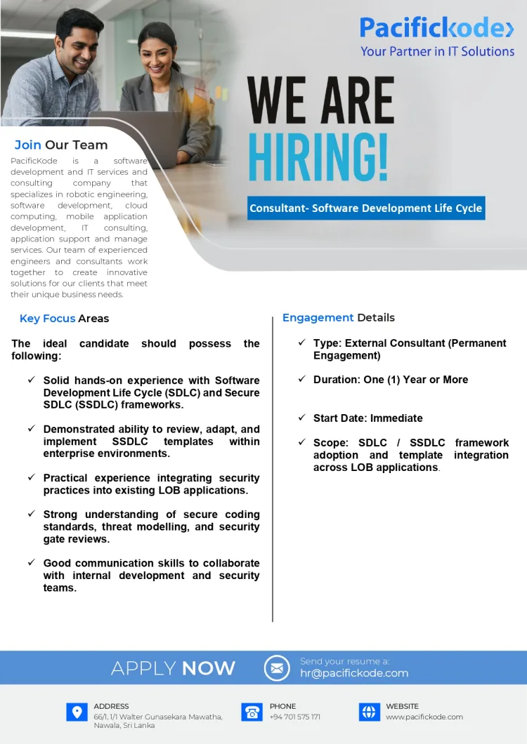 Job poster for Consultant - Software Development Life Cycle