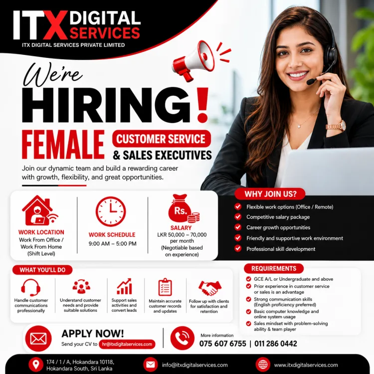 Job poster for Customer Service & Sales Executives