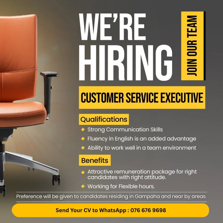 Job poster for Customer Support Executives.