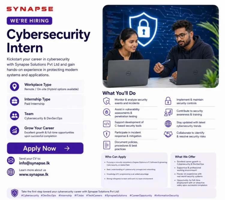 Job poster for Cybersecurity Intern