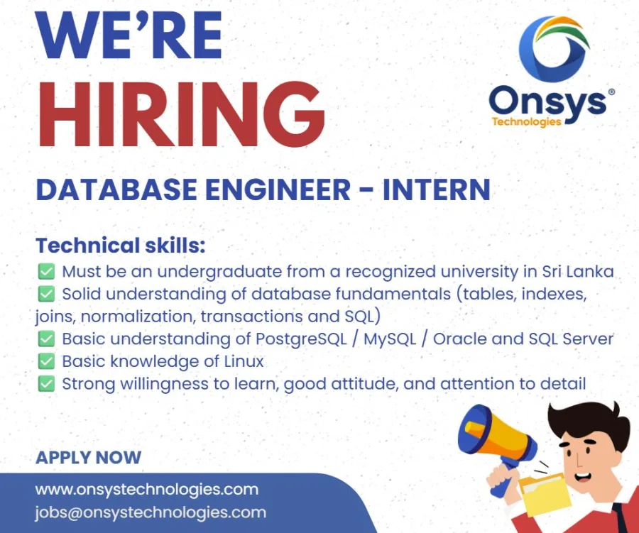 Job poster for Database Engineering Intern (DBA Intern)