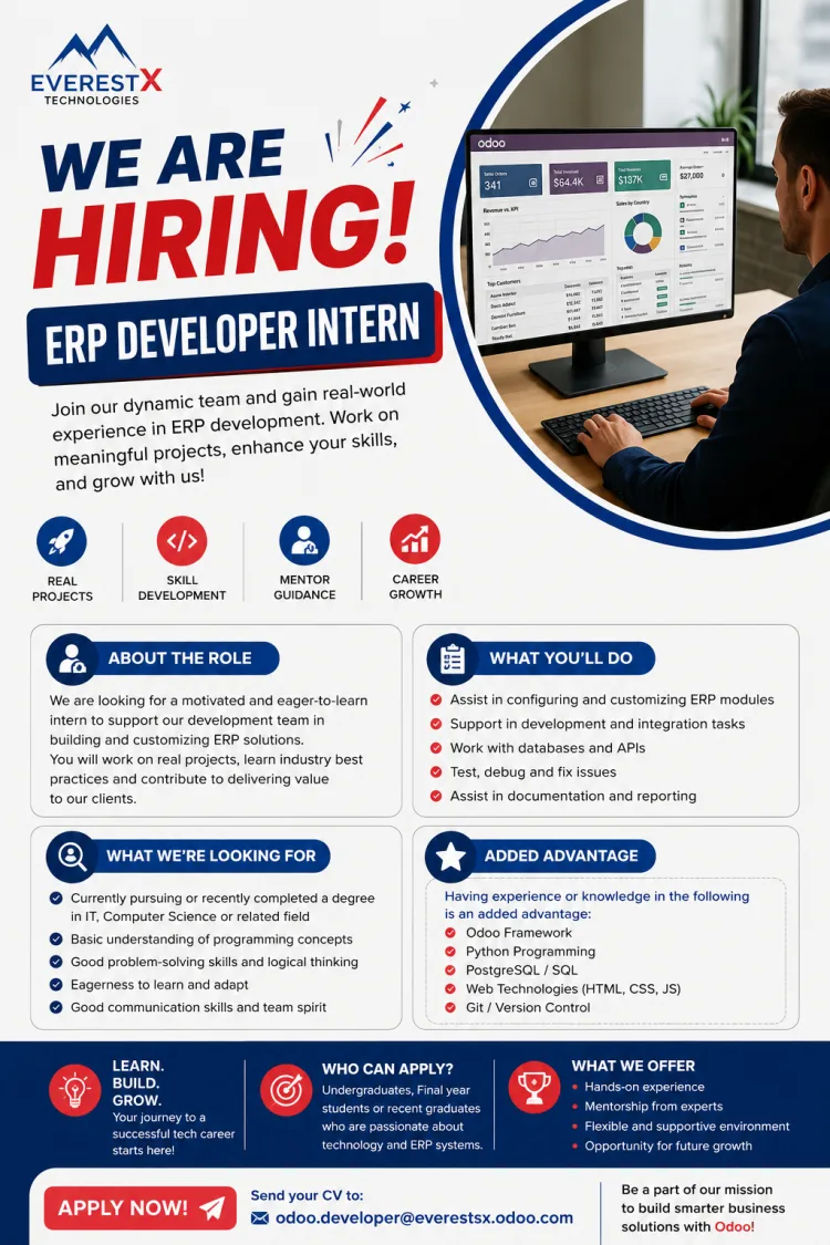Job poster for ERP Developer Intern