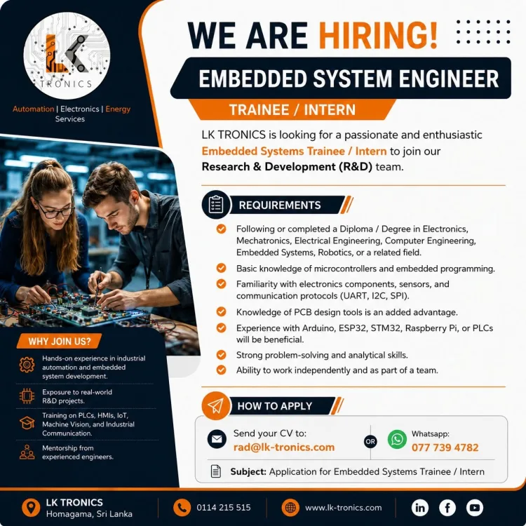 Job poster for Embedded Systems Trainee / Intern