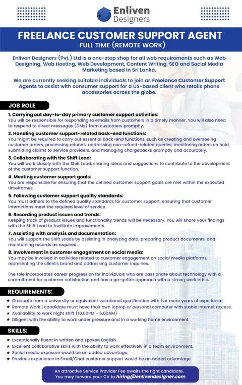Job poster for Freelance Customer Support Agent