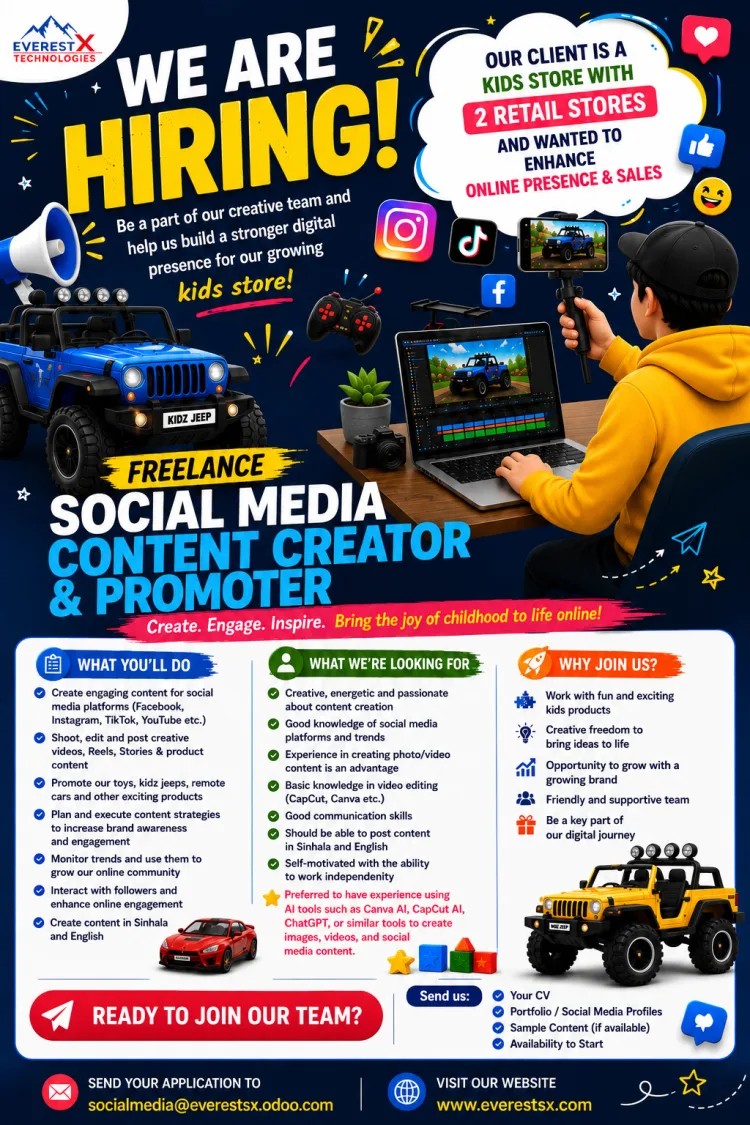 Job poster for Freelance Social Media Content Creator & Promoter