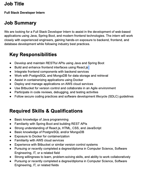 Full Stack Developer Intern - ITPro.lk