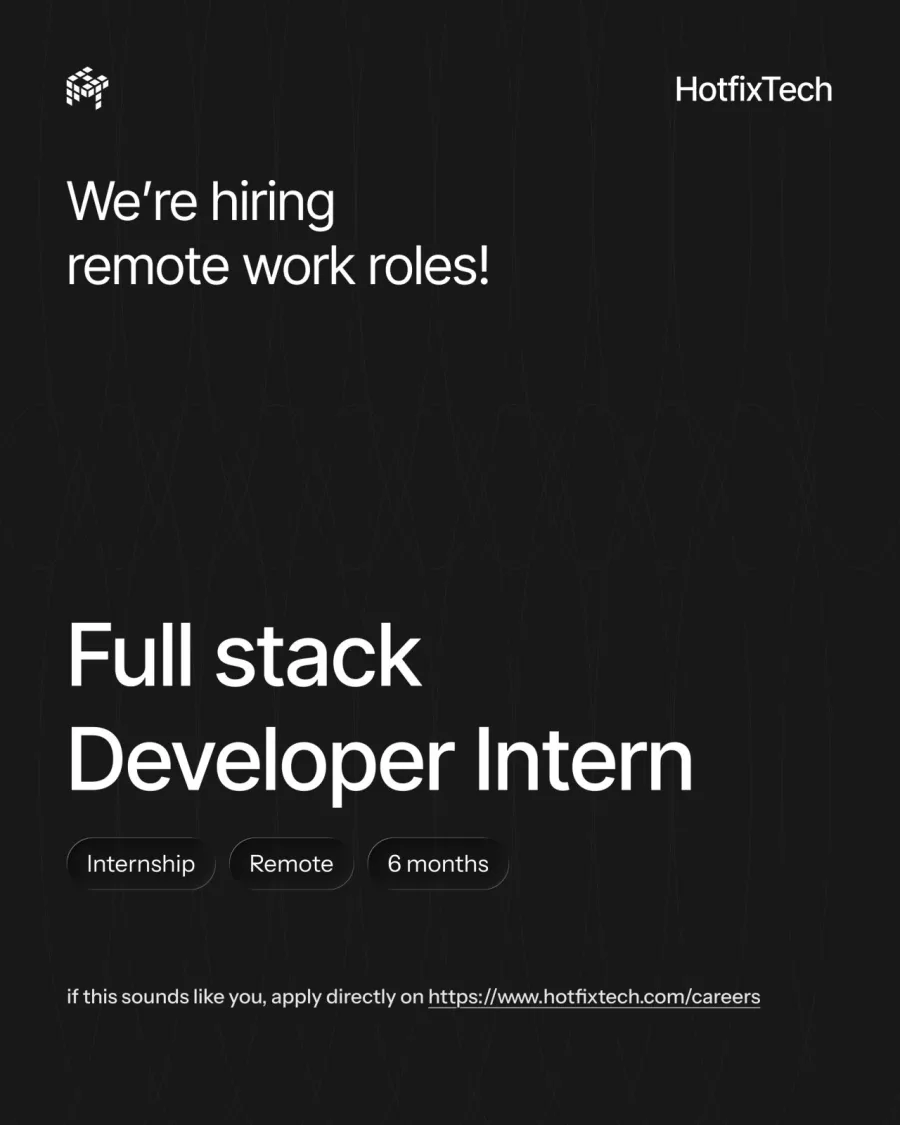 Job poster for Full Stack Developer Intern