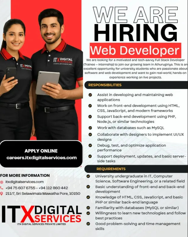 Job poster for Full Stack Developer Trainee Internship