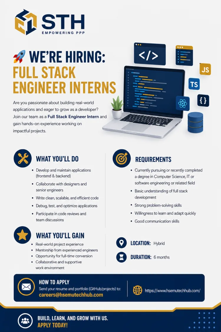 Job poster for Full Stack Engineer Interns