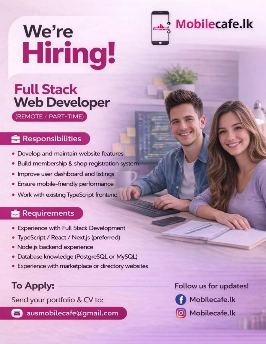 Job poster for Full Stack Web Developer