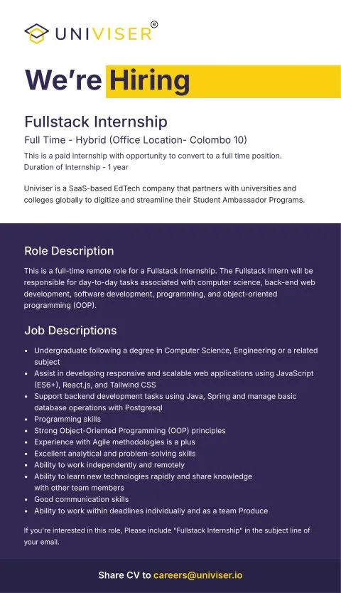 Job poster for Fullstack Internship