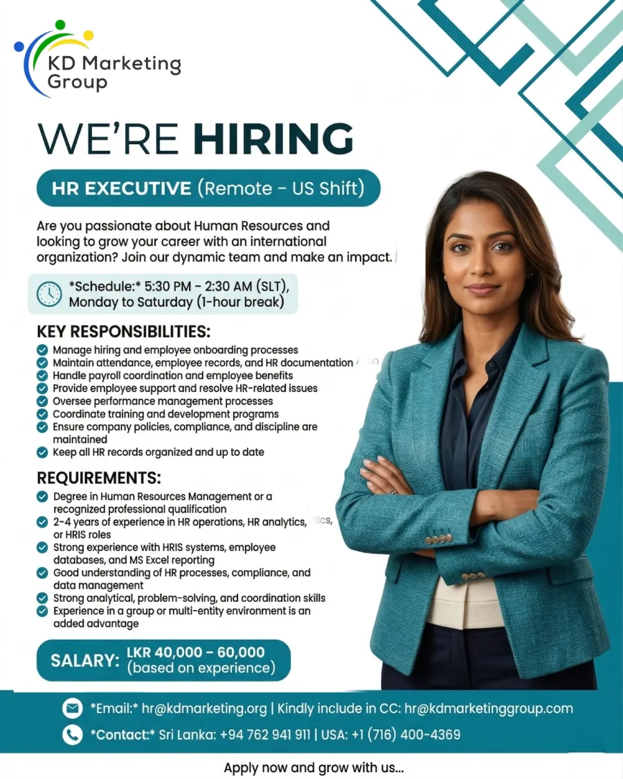 Job poster for HR Executive (Remote US Shift)