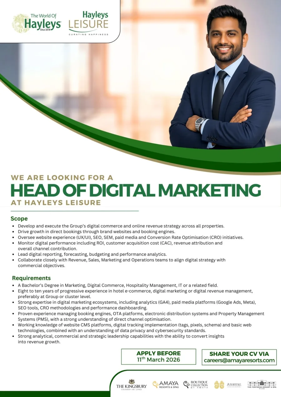 Job poster for Head of Digital Marketing
