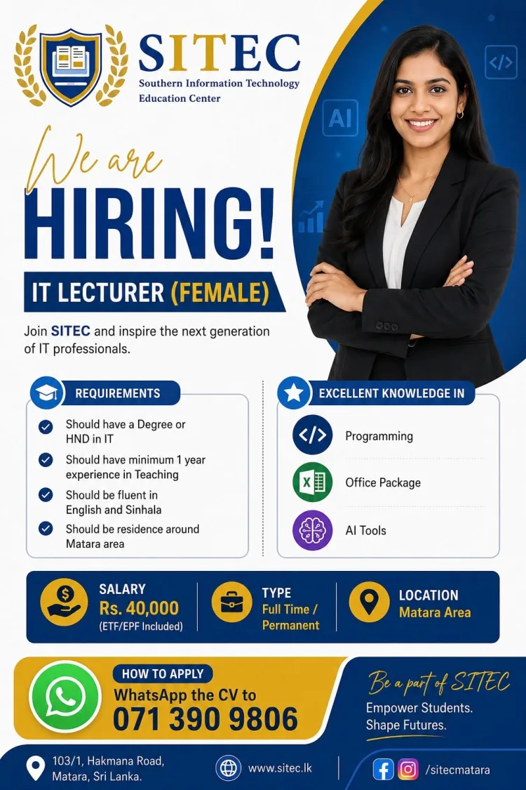 Job poster for IT Lecturer