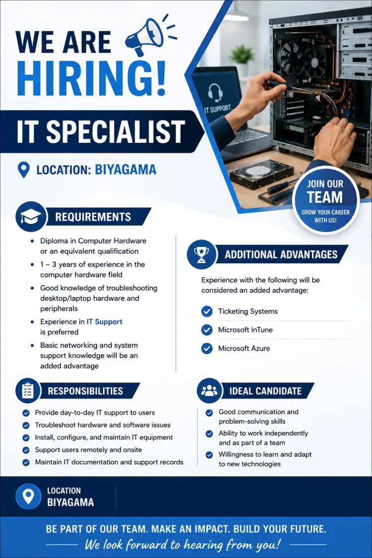 Job poster for IT Specialist
