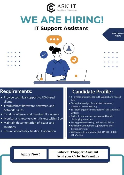 Job poster for IT Support Assistant