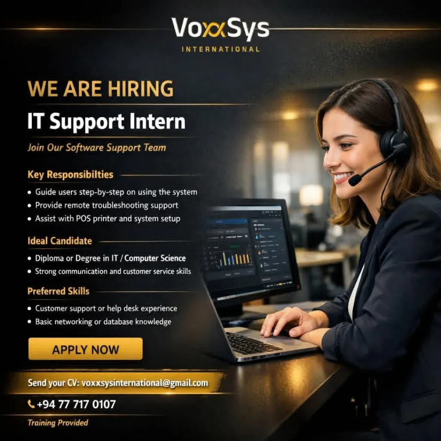 Job poster for IT Support Intern