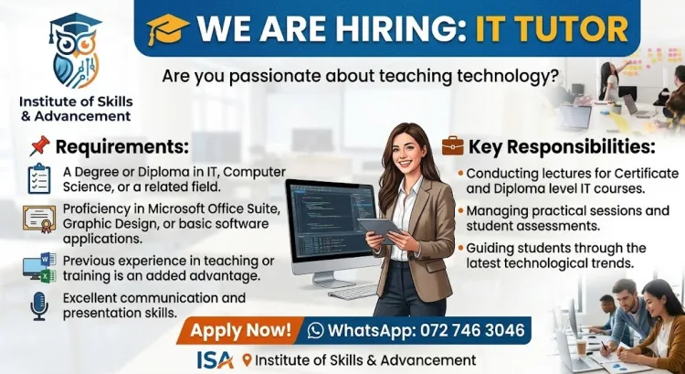 Job poster for IT Tutor