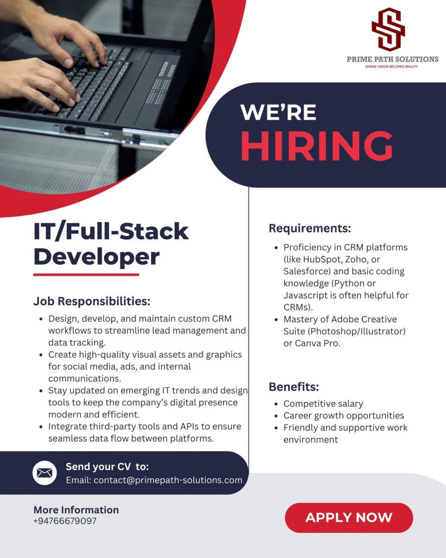 Job poster for IT / Full-Stack Developer