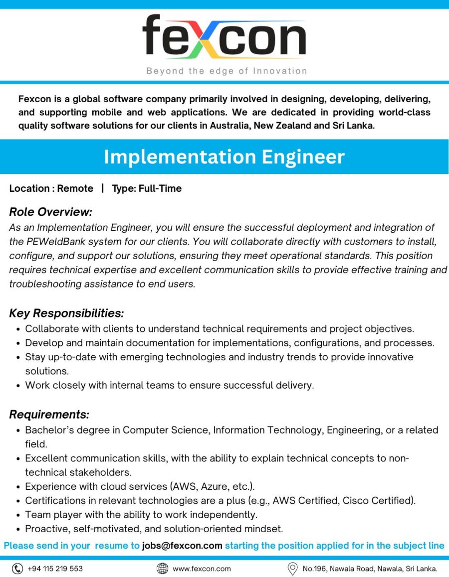 Implementation Engineer - ITPro.lk