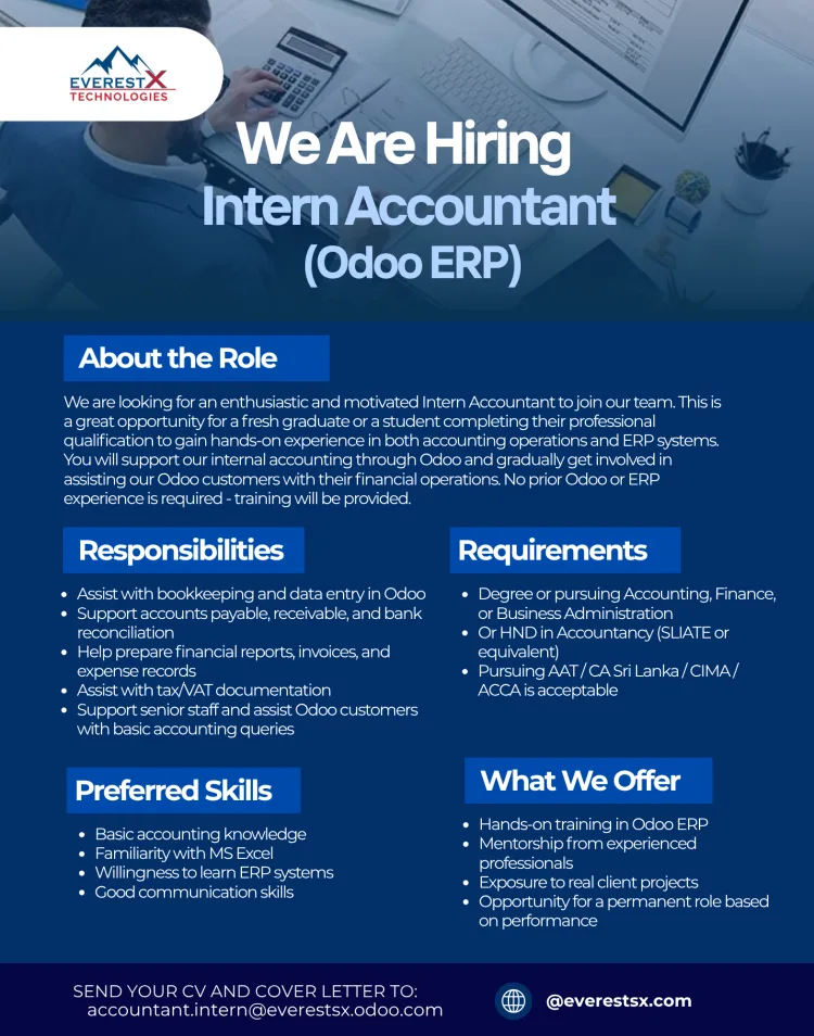 Job poster for Intern Accountant