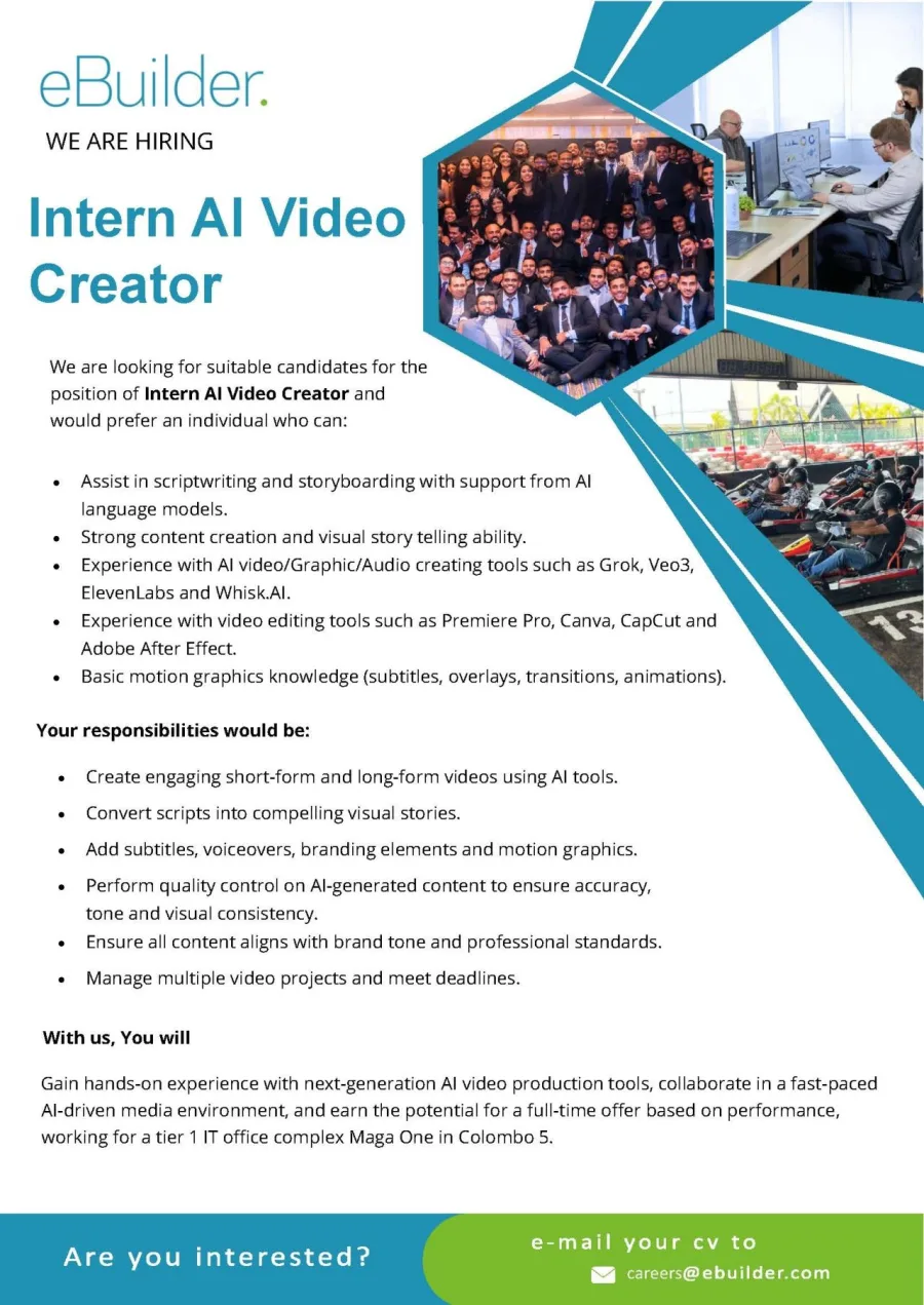 Job poster for Intern Al Video Creator