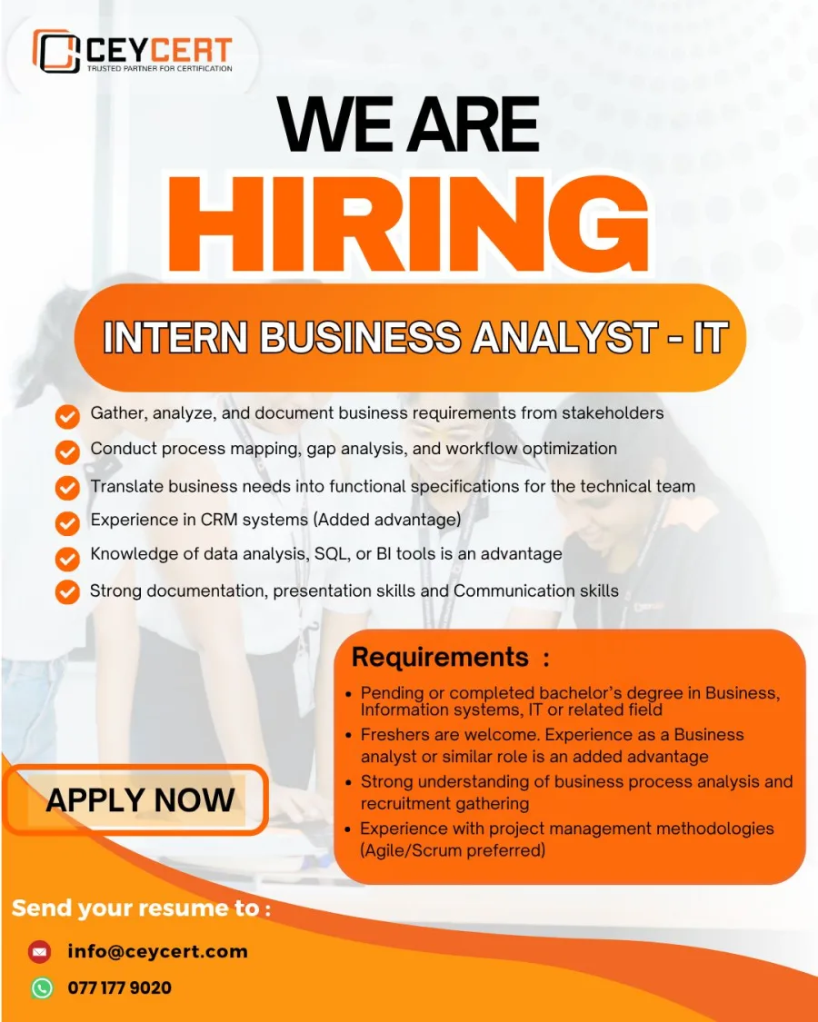 Job poster for Intern Business Analyst – IT
