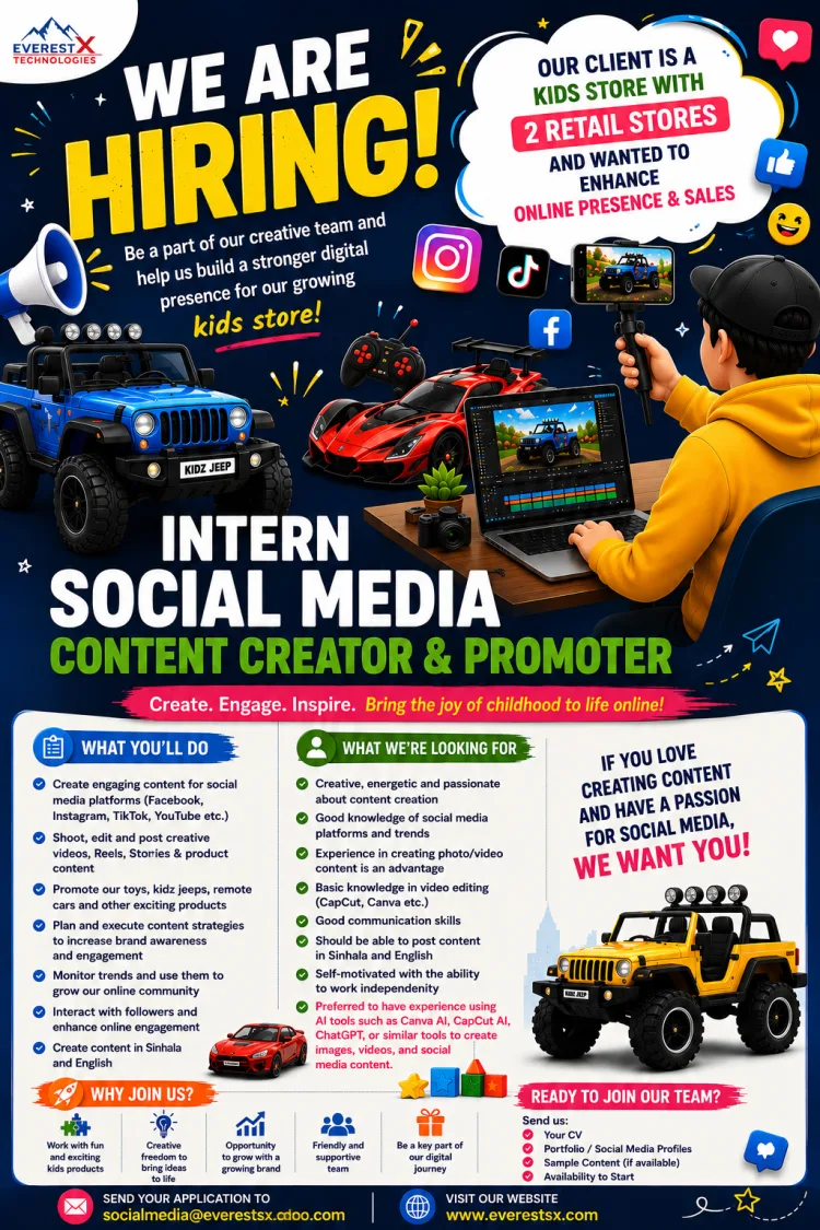 Job poster for Intern Social Media Content Creator