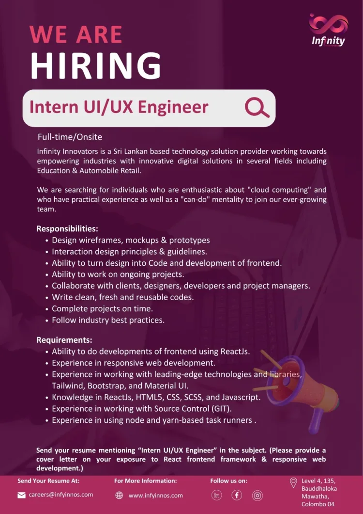 Job poster for Intern UI/UX Engineer