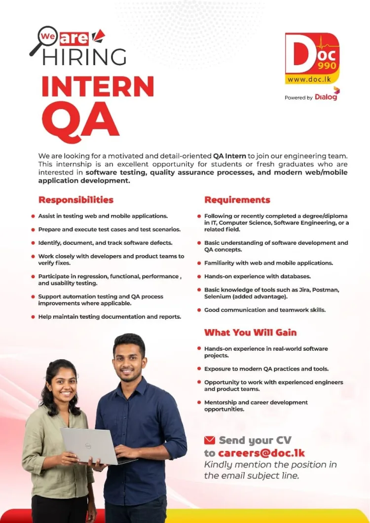 Job poster for Intern – Quality Assurance (QA)