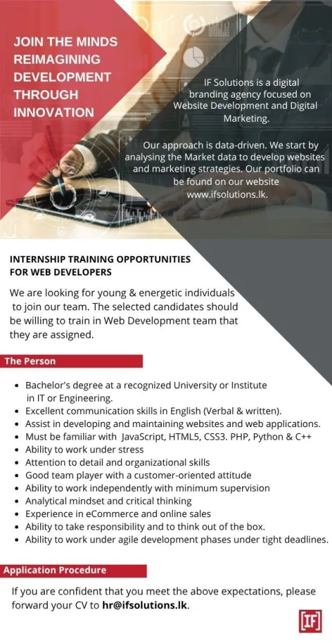 Job poster for Internship - Web Developer