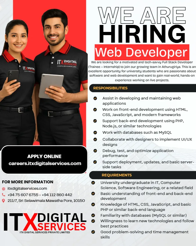 Job poster for Internship Full Stack Developer Trainee